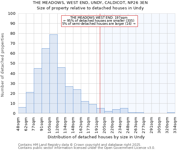 THE MEADOWS, WEST END, UNDY, CALDICOT, NP26 3EN: Size of property relative to detached houses houses in Undy