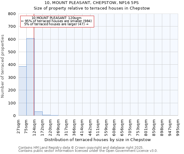 10, MOUNT PLEASANT, CHEPSTOW, NP16 5PS: Size of property relative to terraced houses houses in Chepstow