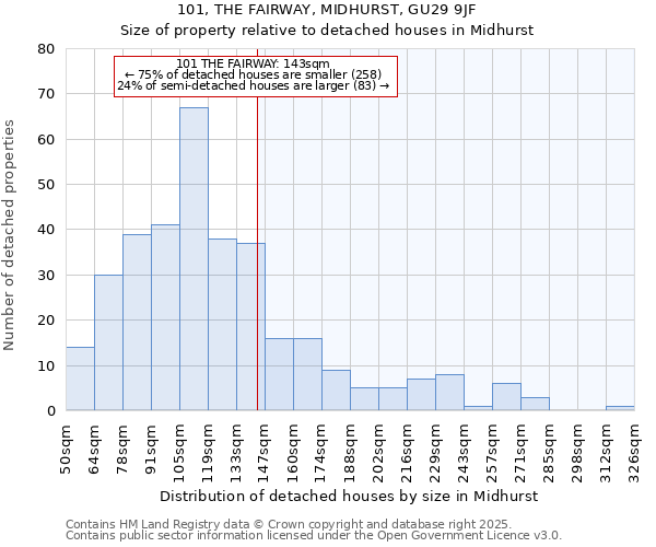 101, THE FAIRWAY, MIDHURST, GU29 9JF: Size of property relative to detached houses houses in Midhurst