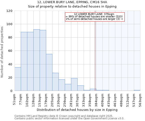 12, LOWER BURY LANE, EPPING, CM16 5HA: Size of property relative to detached houses houses in Epping
