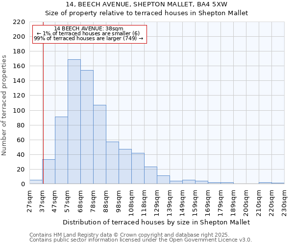 14, BEECH AVENUE, SHEPTON MALLET, BA4 5XW: Size of property relative to terraced houses houses in Shepton Mallet