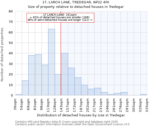17, LARCH LANE, TREDEGAR, NP22 4FA: Size of property relative to detached houses houses in Tredegar