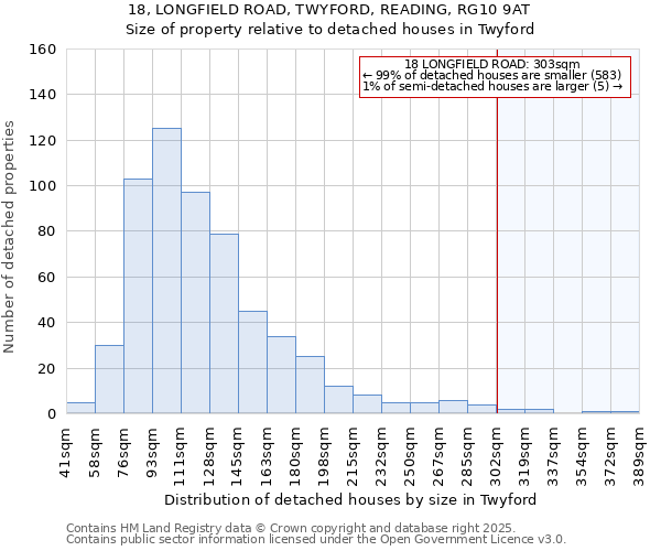 18, LONGFIELD ROAD, TWYFORD, READING, RG10 9AT: Size of property relative to detached houses houses in Twyford