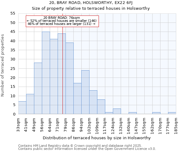 20, BRAY ROAD, HOLSWORTHY, EX22 6FJ: Size of property relative to terraced houses houses in Holsworthy
