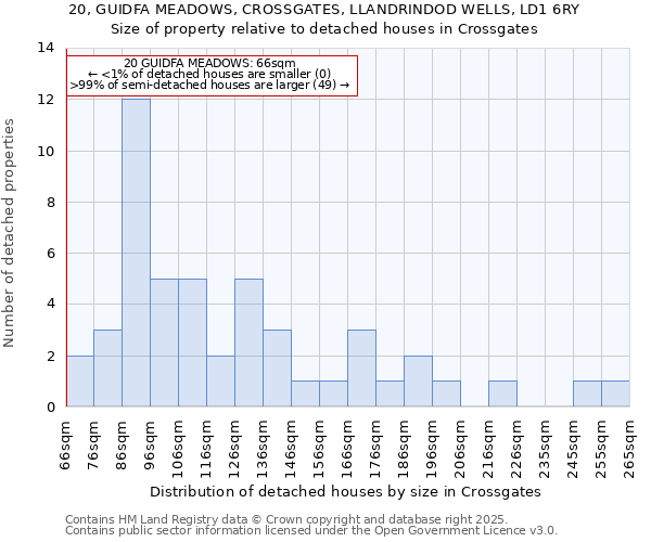 20, GUIDFA MEADOWS, CROSSGATES, LLANDRINDOD WELLS, LD1 6RY: Size of property relative to detached houses houses in Crossgates