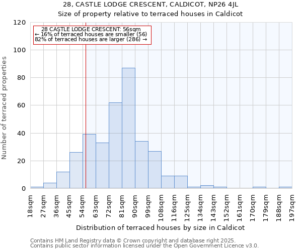 28, CASTLE LODGE CRESCENT, CALDICOT, NP26 4JL: Size of property relative to terraced houses houses in Caldicot