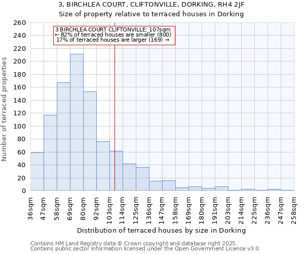 3, BIRCHLEA COURT, CLIFTONVILLE, DORKING, RH4 2JF: Size of property relative to terraced houses houses in Dorking