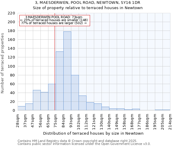 3, MAESDERWEN, POOL ROAD, NEWTOWN, SY16 1DR: Size of property relative to terraced houses houses in Newtown