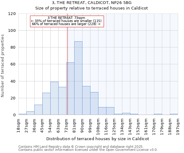 3, THE RETREAT, CALDICOT, NP26 5BG: Size of property relative to terraced houses houses in Caldicot
