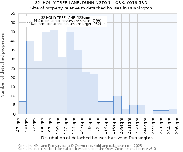 32, HOLLY TREE LANE, DUNNINGTON, YORK, YO19 5RD: Size of property relative to detached houses houses in Dunnington