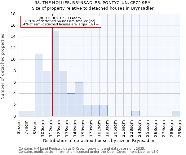 38, THE HOLLIES, BRYNSADLER, PONTYCLUN, CF72 9BA: Size of property relative to detached houses houses in Brynsadler