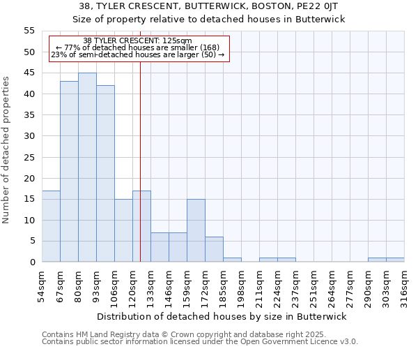 38, TYLER CRESCENT, BUTTERWICK, BOSTON, PE22 0JT: Size of property relative to detached houses houses in Butterwick