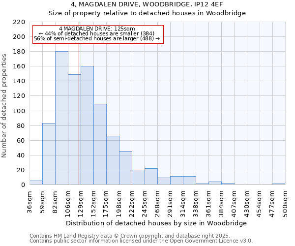 4, MAGDALEN DRIVE, WOODBRIDGE, IP12 4EF: Size of property relative to detached houses houses in Woodbridge