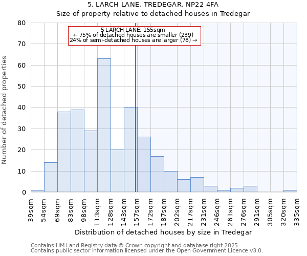 5, LARCH LANE, TREDEGAR, NP22 4FA: Size of property relative to detached houses houses in Tredegar