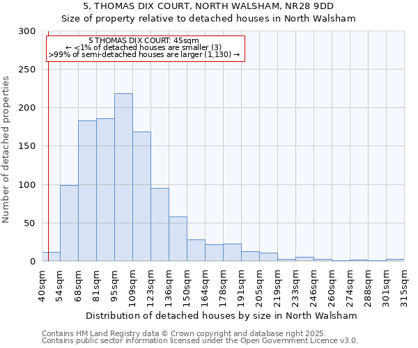 5, THOMAS DIX COURT, NORTH WALSHAM, NR28 9DD: Size of property relative to detached houses houses in North Walsham