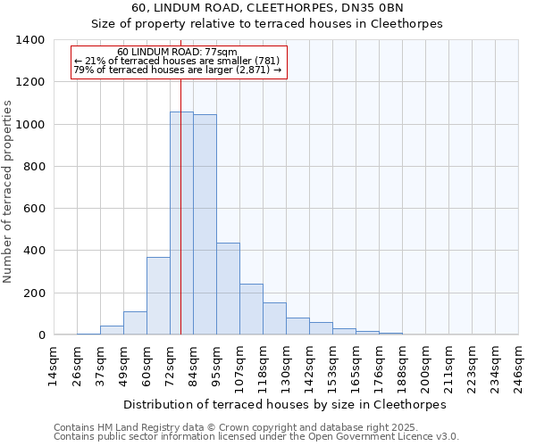 60, LINDUM ROAD, CLEETHORPES, DN35 0BN: Size of property relative to terraced houses houses in Cleethorpes