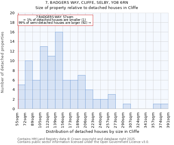 7, BADGERS WAY, CLIFFE, SELBY, YO8 6RN: Size of property relative to detached houses houses in Cliffe