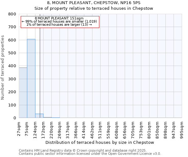 8, MOUNT PLEASANT, CHEPSTOW, NP16 5PS: Size of property relative to terraced houses houses in Chepstow