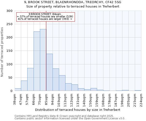 9, BROOK STREET, BLAENRHONDDA, TREORCHY, CF42 5SG: Size of property relative to terraced houses houses in Treherbert