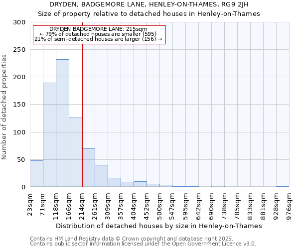 DRYDEN, BADGEMORE LANE, HENLEY-ON-THAMES, RG9 2JH: Size of property relative to detached houses houses in Henley-on-Thames