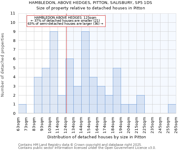 HAMBLEDON, ABOVE HEDGES, PITTON, SALISBURY, SP5 1DS: Size of property relative to detached houses houses in Pitton