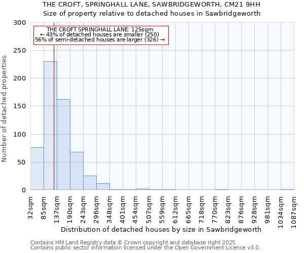 THE CROFT, SPRINGHALL LANE, SAWBRIDGEWORTH, CM21 9HH: Size of property relative to detached houses houses in Sawbridgeworth