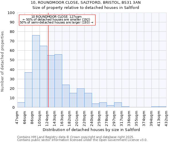 10, ROUNDMOOR CLOSE, SALTFORD, BRISTOL, BS31 3AN: Size of property relative to detached houses houses in Saltford