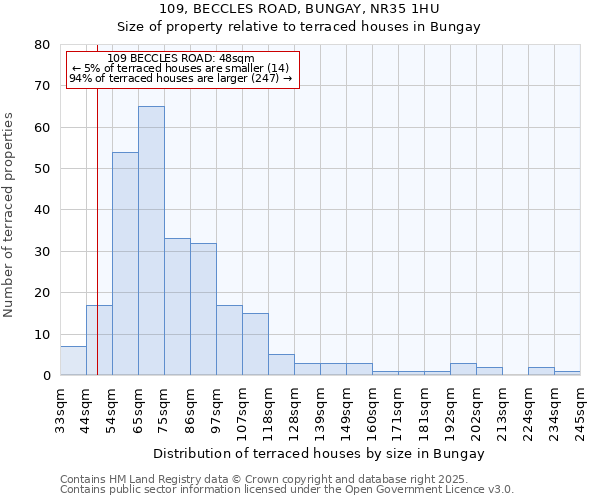 109, BECCLES ROAD, BUNGAY, NR35 1HU: Size of property relative to terraced houses houses in Bungay