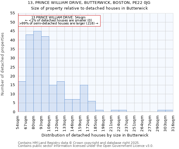 13, PRINCE WILLIAM DRIVE, BUTTERWICK, BOSTON, PE22 0JG: Size of property relative to detached houses houses in Butterwick