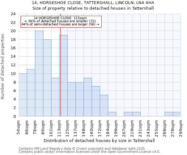14, HORSESHOE CLOSE, TATTERSHALL, LINCOLN, LN4 4HA: Size of property relative to detached houses houses in Tattershall