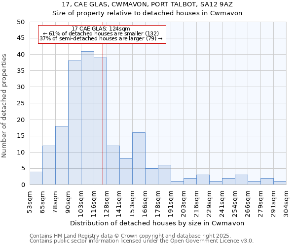17, CAE GLAS, CWMAVON, PORT TALBOT, SA12 9AZ: Size of property relative to detached houses houses in Cwmavon