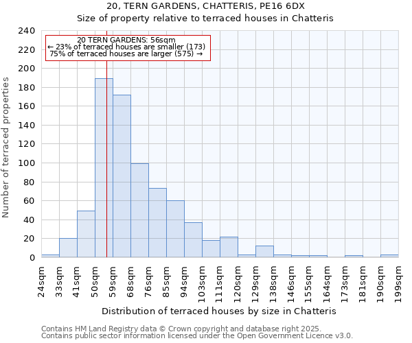 20, TERN GARDENS, CHATTERIS, PE16 6DX: Size of property relative to terraced houses houses in Chatteris