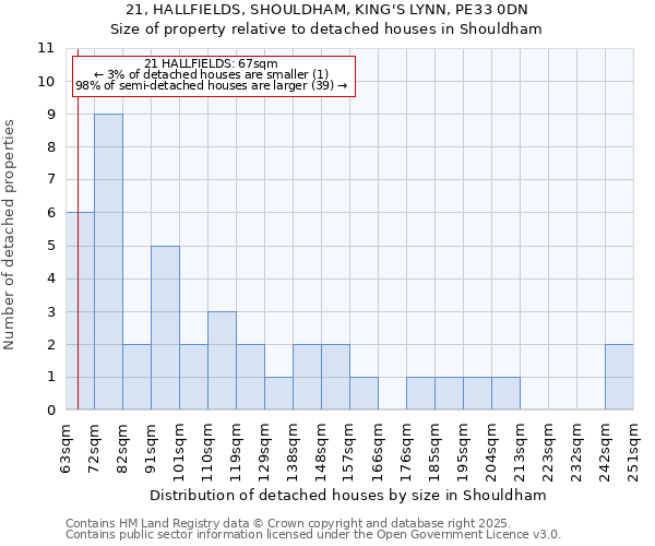21, HALLFIELDS, SHOULDHAM, KING'S LYNN, PE33 0DN: Size of property relative to detached houses houses in Shouldham