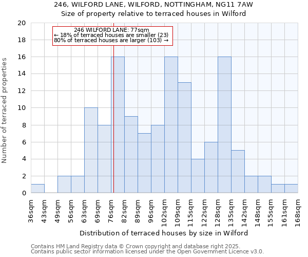 246, WILFORD LANE, WILFORD, NOTTINGHAM, NG11 7AW: Size of property relative to terraced houses houses in Wilford
