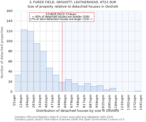 3, FURZE FIELD, OXSHOTT, LEATHERHEAD, KT22 0UR: Size of property relative to detached houses houses in Oxshott