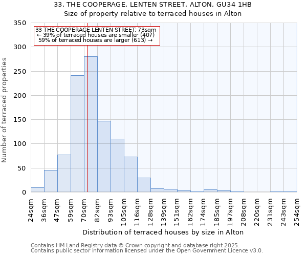 33, THE COOPERAGE, LENTEN STREET, ALTON, GU34 1HB: Size of property relative to terraced houses houses in Alton