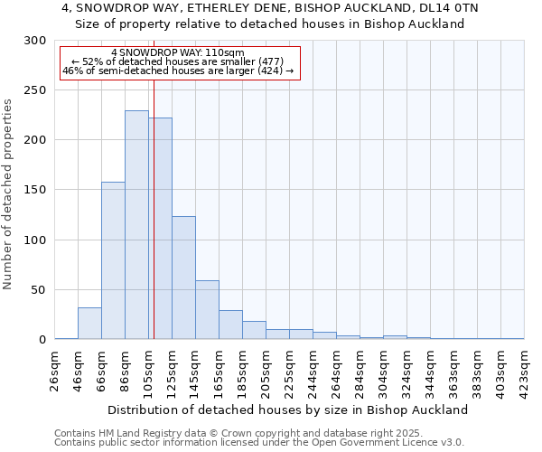 4, SNOWDROP WAY, ETHERLEY DENE, BISHOP AUCKLAND, DL14 0TN: Size of property relative to detached houses houses in Bishop Auckland