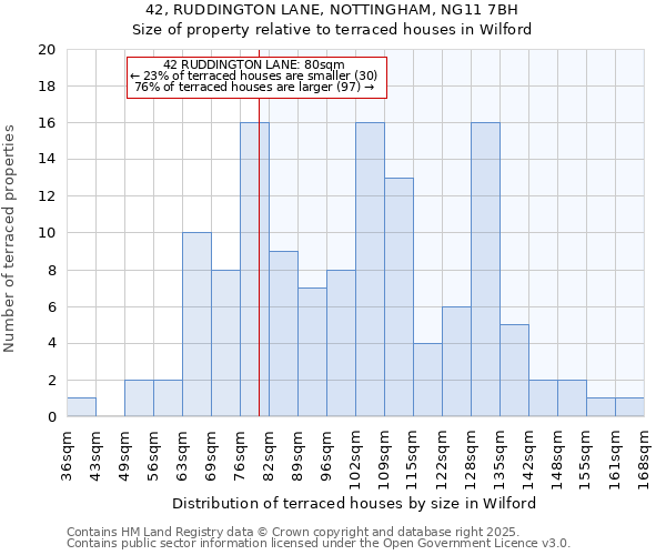 42, RUDDINGTON LANE, NOTTINGHAM, NG11 7BH: Size of property relative to terraced houses houses in Wilford