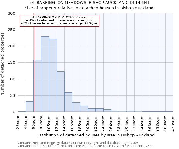 54, BARRINGTON MEADOWS, BISHOP AUCKLAND, DL14 6NT: Size of property relative to detached houses houses in Bishop Auckland