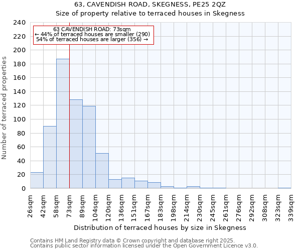 63, CAVENDISH ROAD, SKEGNESS, PE25 2QZ: Size of property relative to terraced houses houses in Skegness