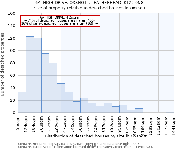 6A, HIGH DRIVE, OXSHOTT, LEATHERHEAD, KT22 0NG: Size of property relative to detached houses houses in Oxshott