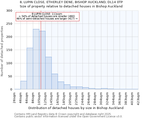 8, LUPIN CLOSE, ETHERLEY DENE, BISHOP AUCKLAND, DL14 0TP: Size of property relative to detached houses houses in Bishop Auckland