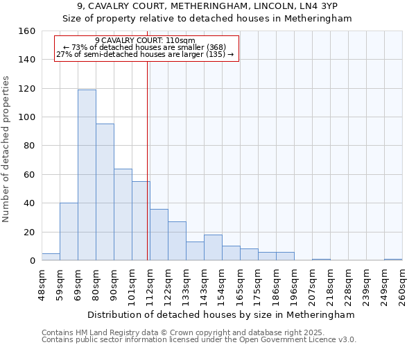 9, CAVALRY COURT, METHERINGHAM, LINCOLN, LN4 3YP: Size of property relative to detached houses houses in Metheringham
