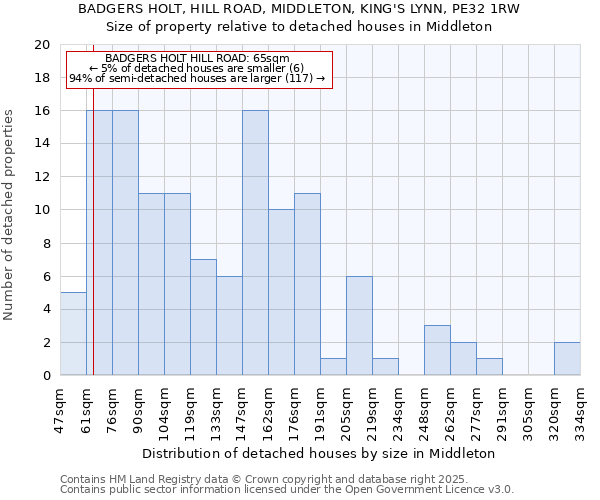 BADGERS HOLT, HILL ROAD, MIDDLETON, KING'S LYNN, PE32 1RW: Size of property relative to detached houses houses in Middleton