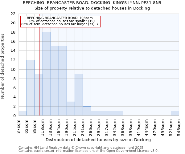 BEECHING, BRANCASTER ROAD, DOCKING, KING'S LYNN, PE31 8NB: Size of property relative to detached houses houses in Docking
