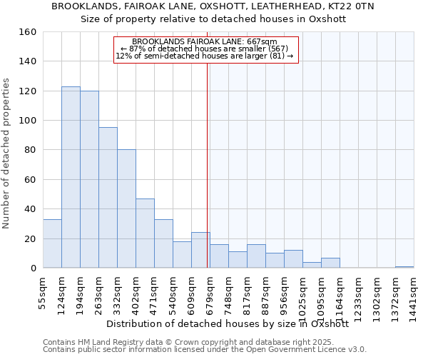 BROOKLANDS, FAIROAK LANE, OXSHOTT, LEATHERHEAD, KT22 0TN: Size of property relative to detached houses houses in Oxshott