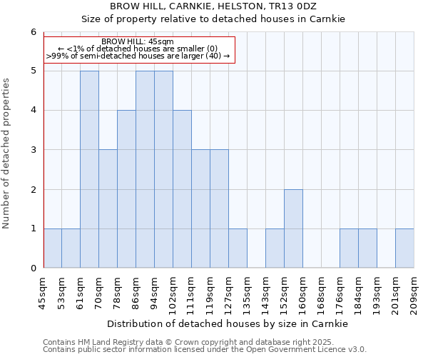 BROW HILL, CARNKIE, HELSTON, TR13 0DZ: Size of property relative to detached houses houses in Carnkie