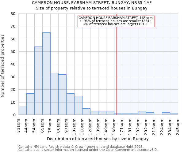 CAMERON HOUSE, EARSHAM STREET, BUNGAY, NR35 1AF: Size of property relative to terraced houses houses in Bungay
