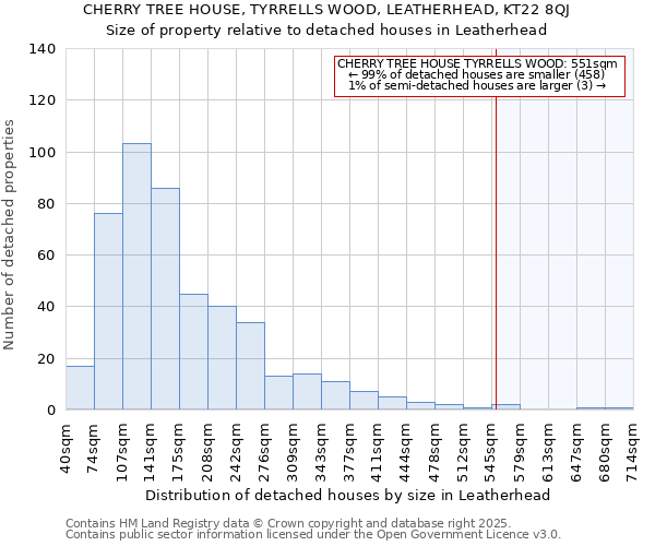 CHERRY TREE HOUSE, TYRRELLS WOOD, LEATHERHEAD, KT22 8QJ: Size of property relative to detached houses houses in Leatherhead