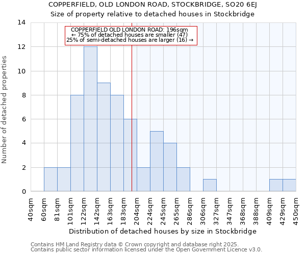 COPPERFIELD, OLD LONDON ROAD, STOCKBRIDGE, SO20 6EJ: Size of property relative to detached houses houses in Stockbridge